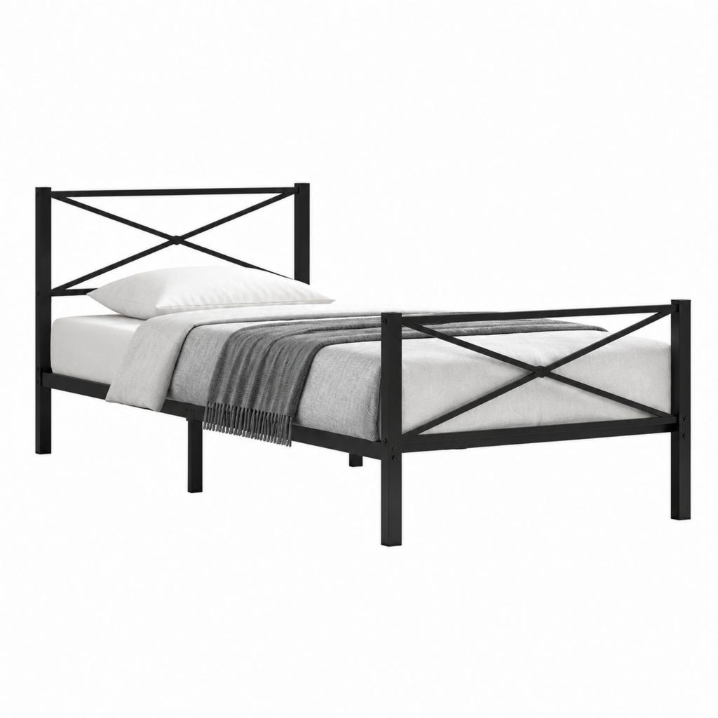 Metallbett Bettgestell Schwarz Stahl 90 x 200 cm
