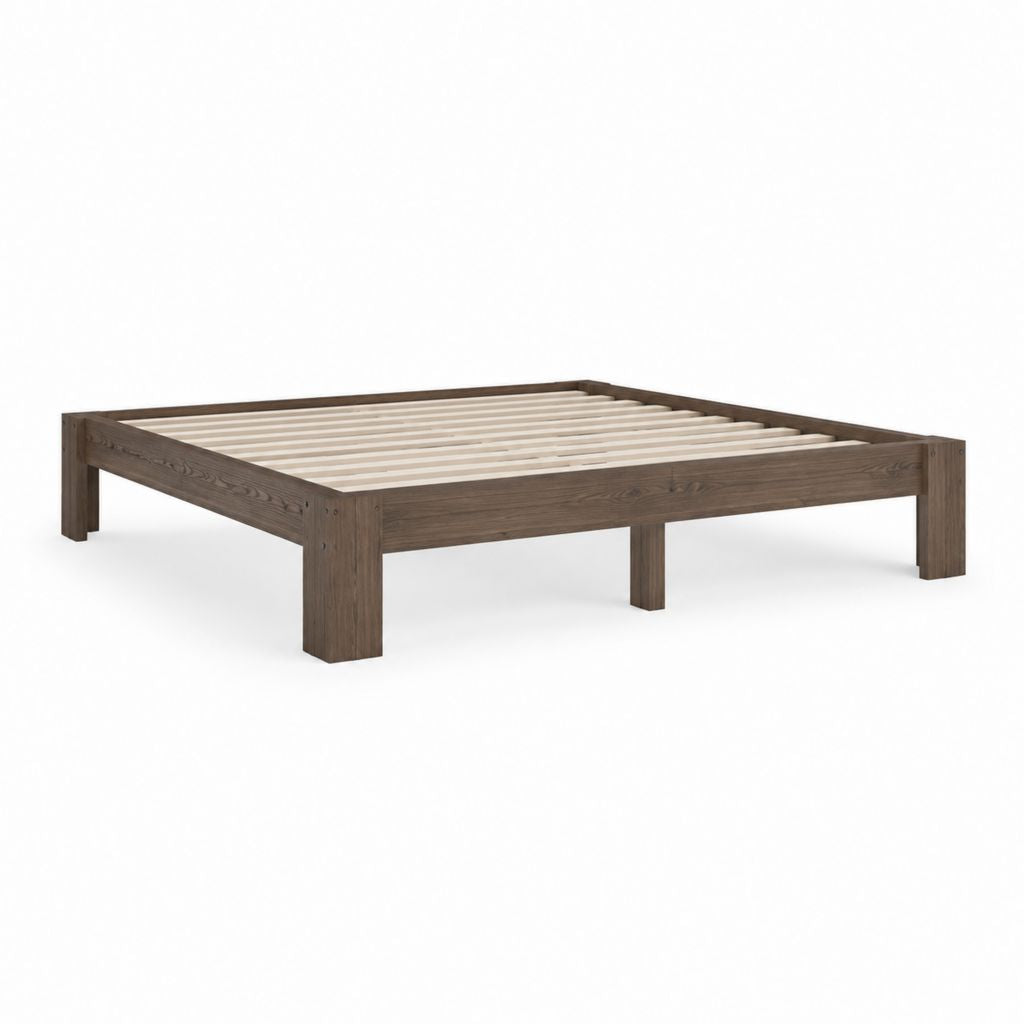 Bettgestell mit Lattenrost dunkelbraun Massivholz rechteckig 160 x 200 cm