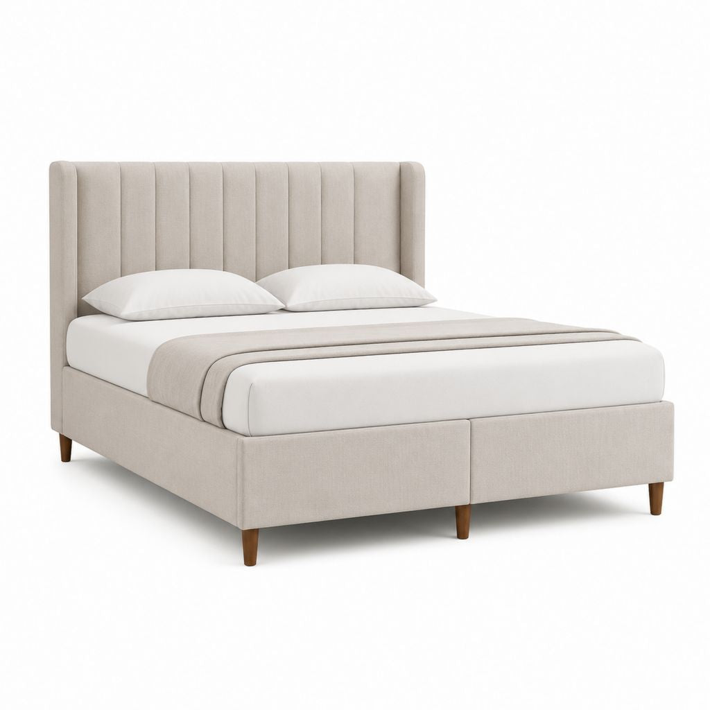 Polsterbett Doppelbett Beige Polyester Rechteckig 160 x 200 cm