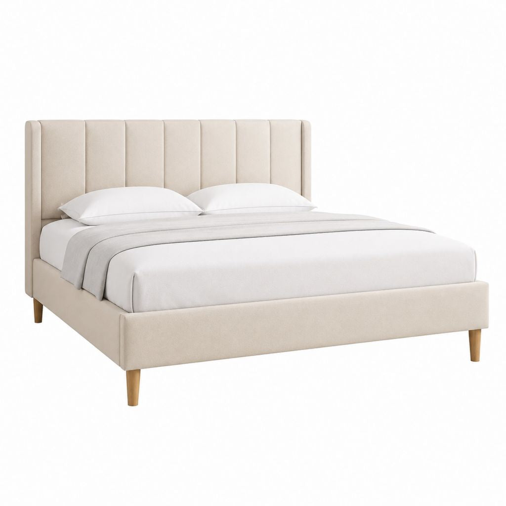 Polsterbett Doppelbett Beige Polyester Rechteckig 160 x 200 cm