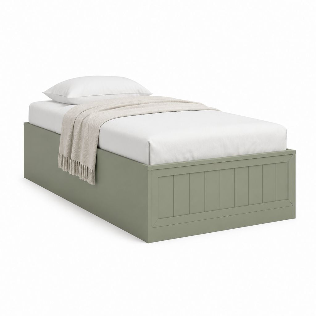 Einzelbett Bettgestell Salbeigrün aus MDF rechteckig für Matratze 90 x 200 cm