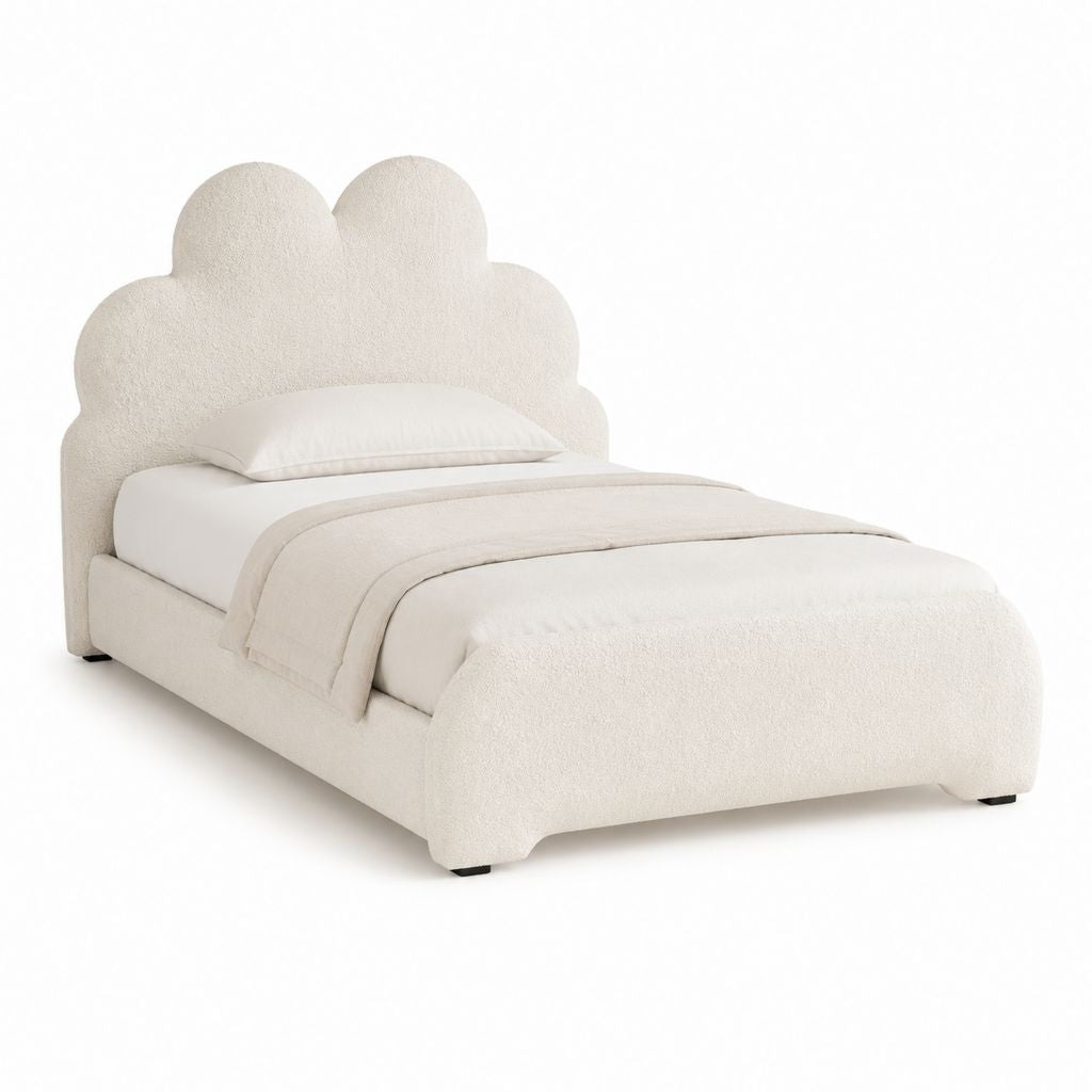 Polsterbett Creme Polyester-Bouclé Muschelform 160 x 200 cm