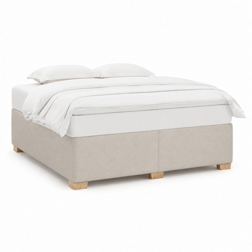 Polsterbett Doppelbett Beige Polyester Massivholz Rechteckig Liegefläche 160 x 200 cm Außenmaße 165 x 205 x 45 cm