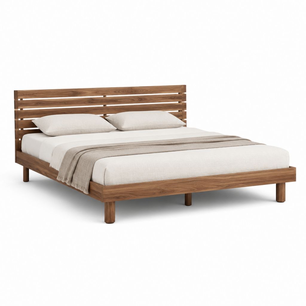 Doppelbett Bettgestell Walnuss Massivholz rechteckig 160 x 200 cm Liegefläche 166 x 210 x 100 cm